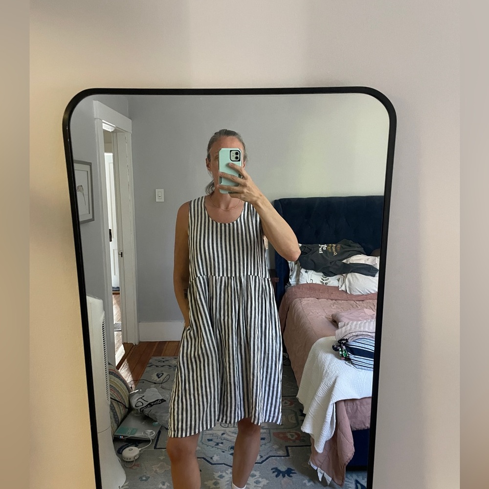 Conscious Clothing Linen Striped Sleeveless Dress